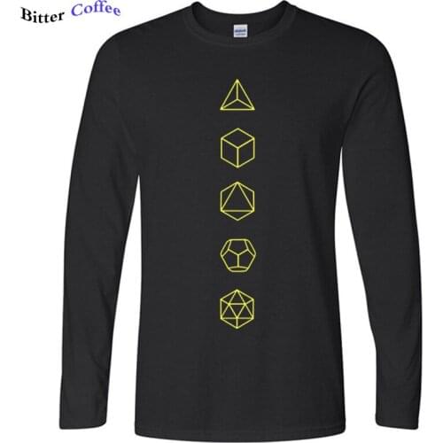 Autumn NEW Fashion O-Neck T SHIRT Screw Neck Platonic Solids Sacred Geometry Evolution man t shirt Popular Unique man t shirt