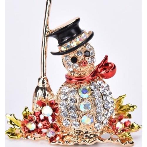 New Style Lovely Ctystal Rhinestone Christmas Snowman Brooch Pin Xmas Gifts