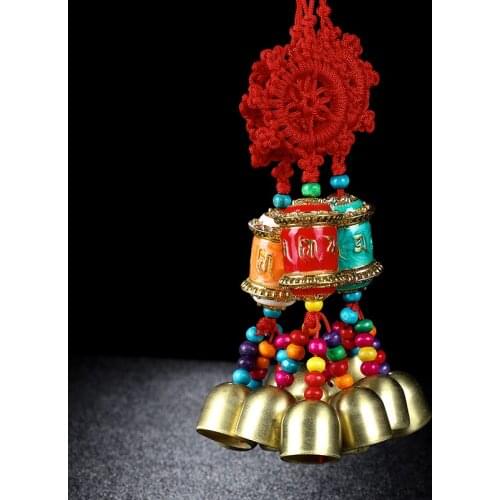 Swing Wheel Pendant Tibetan Style Car Bell Interior Decoration Jewelry Swivel Tube Key Ring