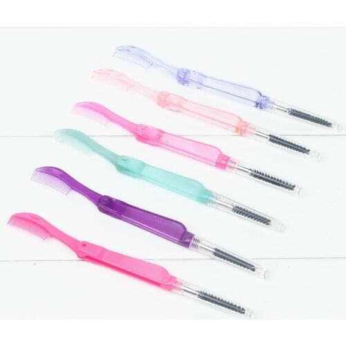 Fashion Double Head Foldable Eyebrow Eyelashes Hair Eye Brow Extension Brush Metal Comb Eyelashes Comb Cosmetic Makeup Tools