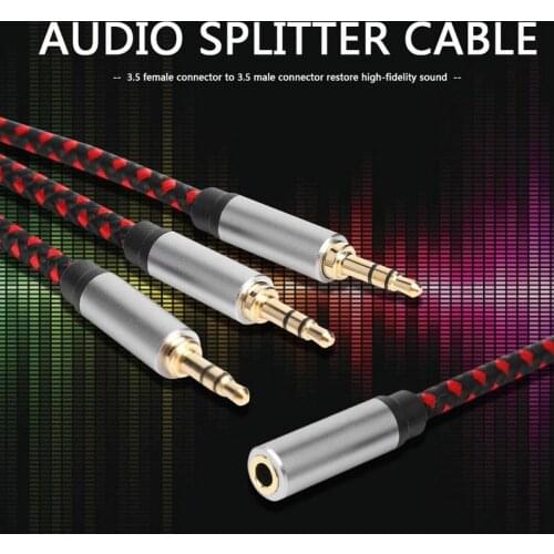 3.5mm Jack Audio Distributor Cable Adapter 1 Female to 3 Male Aux Extension Cord for Telephone Headset Speakers