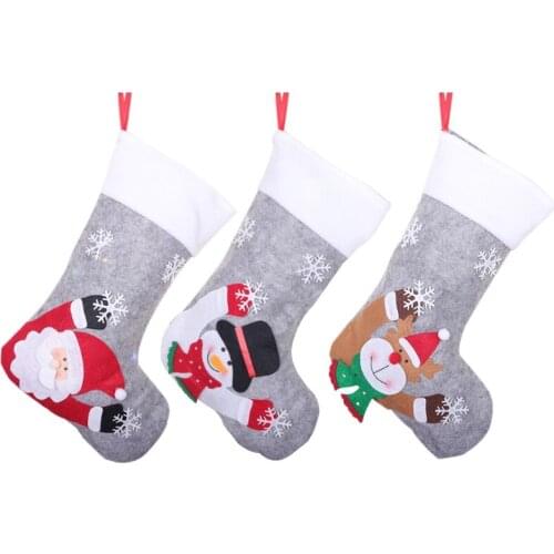 Christmas Stockings Socks with LED Light Xmas Candy Gift Bag Tree Hanging Ornaments for Home New Year Decorations F19B