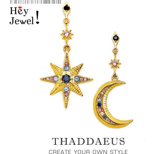 Royalty Star & Moon Drop Earrings,Europe Magical Boho Fashion Good Jewelry For Women,2020 Summer Gift In Sterling Silver 925