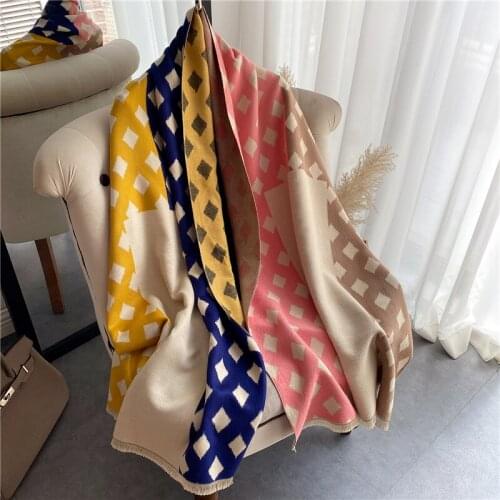 Designer Plaid Cashmere Scarf Women Winter Warm Pashmina Shawl Blanket Wraps Female Foulard Bufanda Thick Hijab Stoles