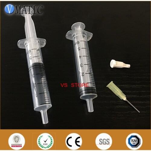 High Quality Non Sterilized 2 Sets 6ml/6cc Dispensing Plastic Liquid Dispenser Manual Syringe With White Stopper