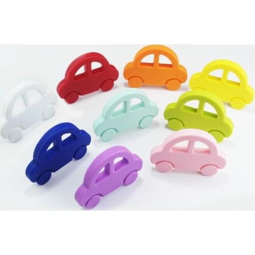 Sutoyuen BPA Free Silicone Baby Teether Car 5pc Chewable Pendant for Nursing Teething Necklace Charms Pacifier Clip Dummy Toys