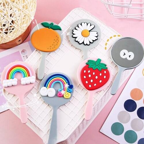 Cute Mini Handheld Cosmetic Mirror Dressing Salon Barbers Beauty Hair Hairdressers Cartoon Decorative Mirror with Handle