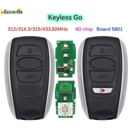 Smart Keyless Go Remote Key FSK 312/314.3/315/433MHz 4D Chip for Subaru Legacy Outback Forester BRZ Impreza WRX XV Board 5801