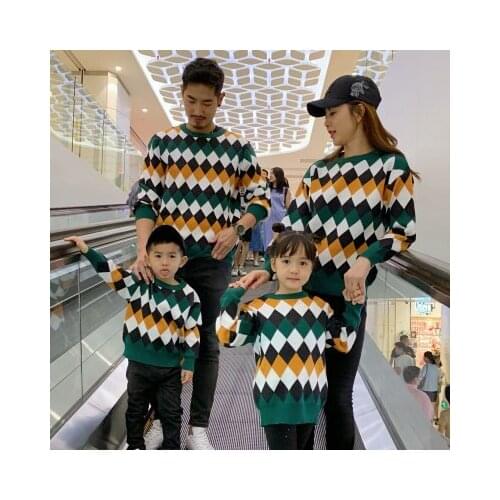 Mother Daughter Sweater Plaid Family Matching Clothes Father Son Outfits New Year Clothes Family Woman Man Christmas Sweaters