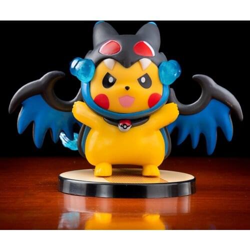 TAKARA TOMY Pokemon pikachu cos Charizard snap finger Model figure Car decoration kids birthday toys Surprise gift for children