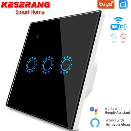 Tuya WiFi Smart Switch EU 86 Type Touch Wall Switch 3 Gang Alexa Compatible Light Switch 10A 95-250V Timer Function Google Home
