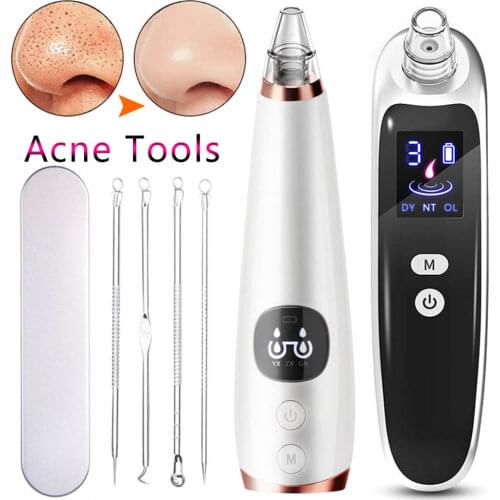 Face Blackhead Acne Remover Vacuum Cleaner Skincare Wrinkle Extractor Pore Nose Grease Suction Facial Removal Massager Tools Set