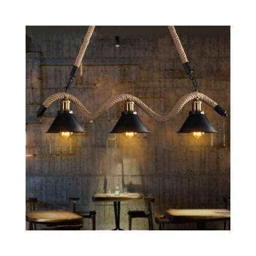 Lámparas colgantes de cuerda de hierro Vintage creativas American Loft bombilla Industrial Edison para bar Sala decoración