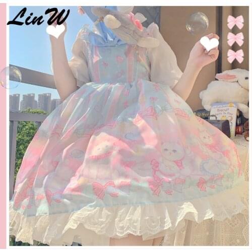 Japanese Sweet Kawaii Jsk Lolita Dress dreamcatcher jsk Sleeveless Bowknot Vintage Victorian Women Princess Party Dress