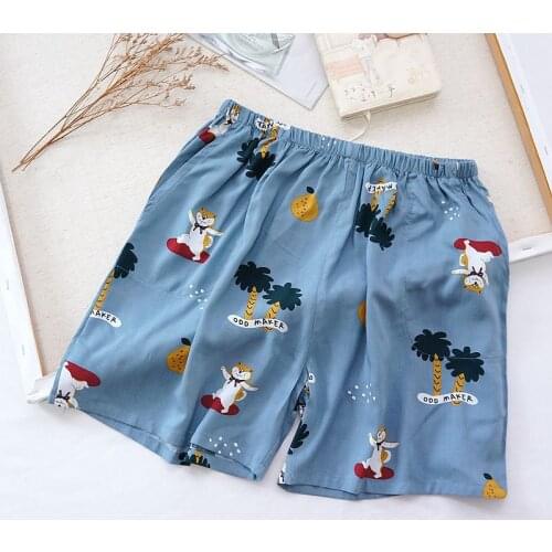Sleeping pants for women summer thin shorts cotton elastic waist loose casual cute printed home pants sleep bottoms underwear