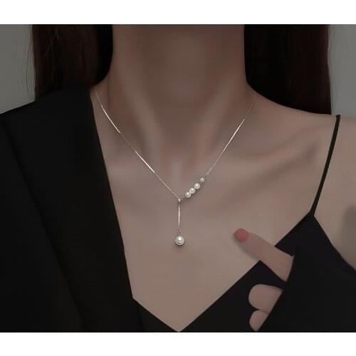 Pearl Pendant Necklaces For Women Thin Clavicle Chain All-Match Luxury Design 2021 Summer Female Romantic Wedding Neck Jewelry