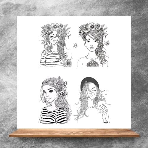 ZhuoAng Hipster Girls Clear Stamps/Silicone Transparent Seals for DIY scrapbooking photo album Clear Stamps