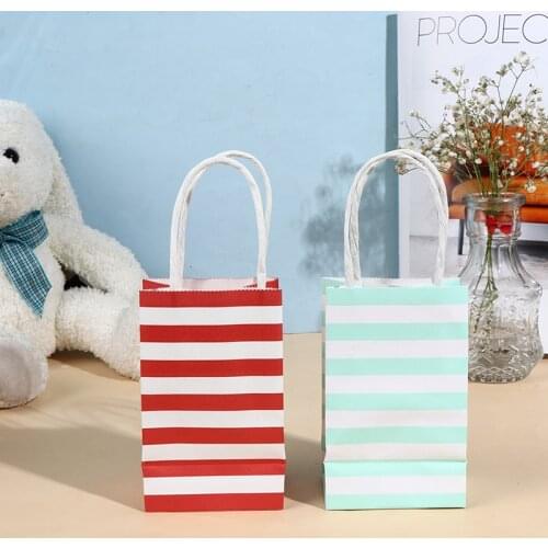 10Pcs Paper Stripe Gift Bag Packaging Candy Cookie Present Packing Gift Bag