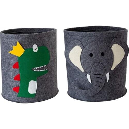 2 Pcs Kids Toys Storage Basket Organizer Bins Laundry Hamper for Nursery Baby Clothes Animal Felt Storage Bag Room Decor