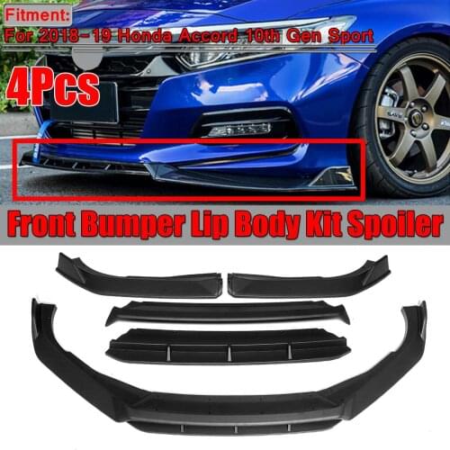 4Pcs Car Front Lip Chin Bumper Spoiler Splitters Body Kit Diffuser Guard Protector For Honda For Accord 10th Gen Sport 2018-2019
