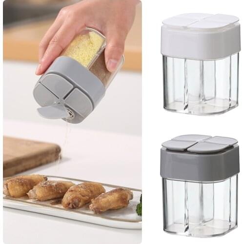 4 in 1 Kitchen Seasoning Bottle Transparent Spice Jar Salt Pepper Sugar Container Condiment Organizer Home Kitchen Accessories