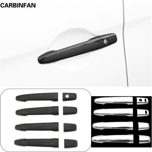 ABS Chrome Car Outer Door Handle Cover Trim Carbon Fiber Auto Styling Accessories For Mitsubishi Outlander 2016-2020 C1708