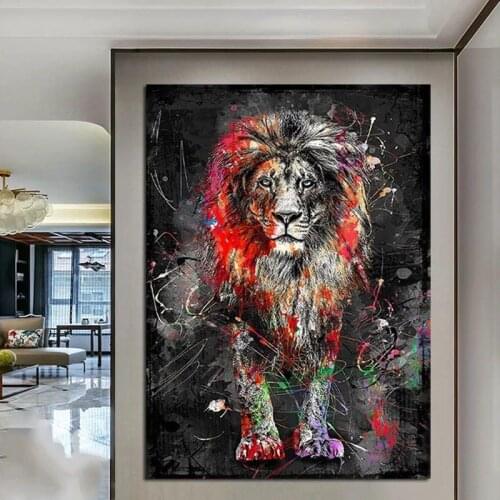 Abstract Lion Canvas Art Posters and Prints Graffiti Art Animals Paintings on the Wall Art Decor Pictures For Living Room Cuadro