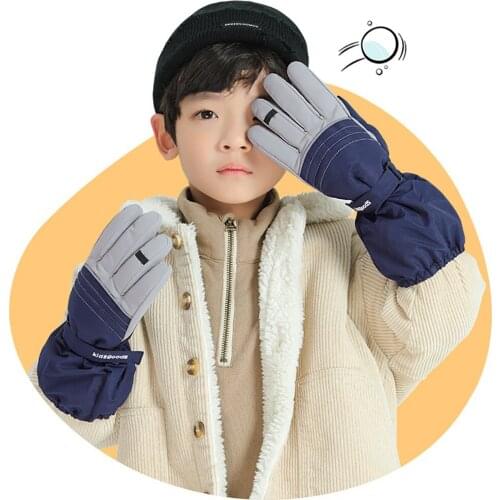 Childrens Ski Gloves for Winter Riding Windproof Thickened Palm Built-in Waterproof Bag Warm Gloves Outdoor Skating Hiking