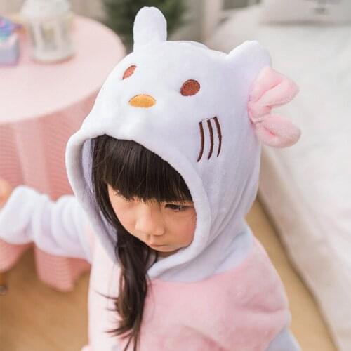 Kids Boy Girl Bow Cat Costume Kigurumi Cartoon Animal Halloween Fancy Children Cosplay Dress Pajama