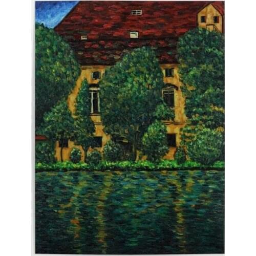 Home Decor Canvas Gustav Klimt Painting Castle Garden Pictures Pond Prints Modular Landscape Poster Wall Artwork For Living Room