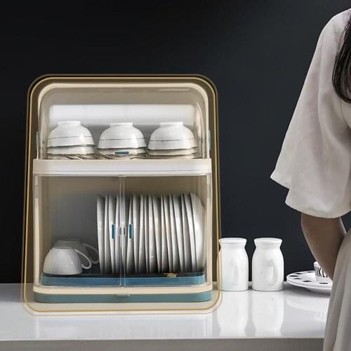 European Style Dish Rack Holder Drainer Dustproof Plate Organizer Large Plastic Kitchen Dish Drying Rack