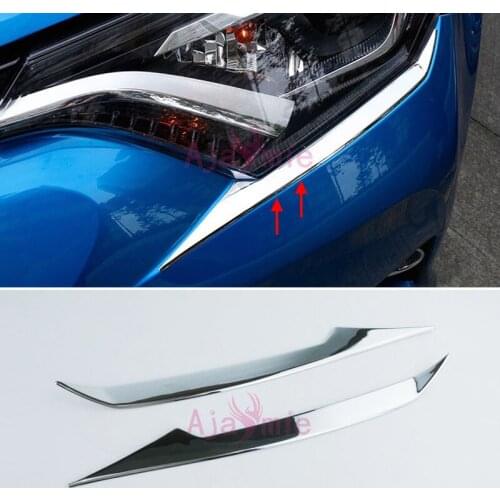Chrome Car Styling Headlight Eyebrow Trim Front Lamp Cover Panel Overlay Frame 2016 2017 For Toyota RAV4 Car Styling Accessories