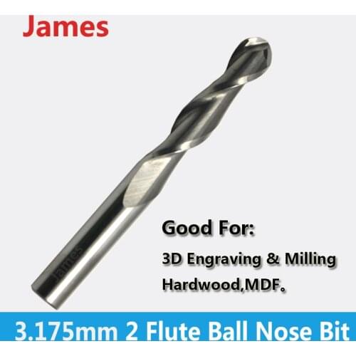 HUHAO 3.175mm SHK ballnose Two Flutes Spiral End Mills round bottomed Double Flutes Milling Cutter Spiral PVC Cutter