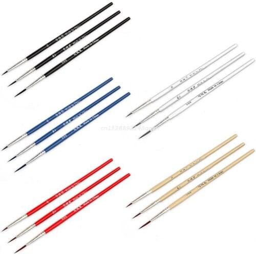 3pcs/set 0 00 000 Nylon Brush Hook Line Pen Professional Fine Tip Drawing Brushes for Acrylic Watercolor Oil Painting Dropship