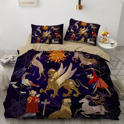 12 Horoscope Bedding Set Duvet Cover Set Bed Linens Bedclothes Single Doubl Twin Full Queen King Boys and Girls Adult Room Decor