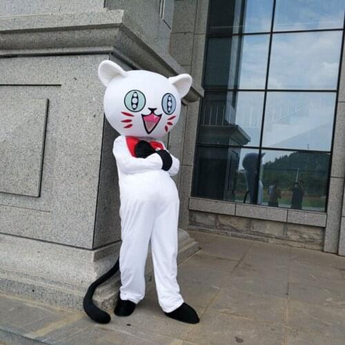 White Cat Mascot Costume High Quality Cat Mascot Fancy Carnival Halloween Party Advertising Apparel for sale