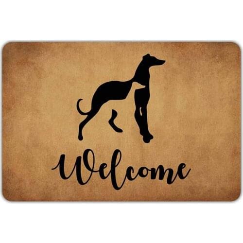 Front Door Mat Welcome Mat Greyhounds Dogs Welcome Machine Washable Rubber Non Slip Backing Bathroom Kitchen Decor Area Funny D