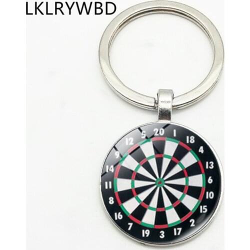 LKLRYWBD Personality Dart Target Keychain Keyring Jewelry Pendant Convex Glass Keychain Friends Gift