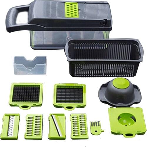 Multifunction Vegetable Cutter Potato Peeler Carrot Cheese Slicer Grater Garlic Press Stainless Steel Blade