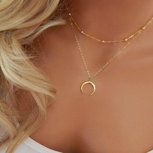 ABDOABDO Multilayer Chain Moon Collier Girl Necklace Women Silver Color Trendy Tassel Choker Necklaces Jewelry Lady Collier