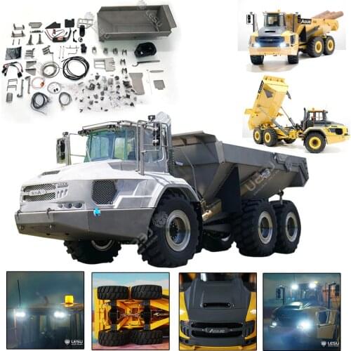LESU AT60H 1/16 6WD Hydraulic Articulated Truck Full Metal CNC Shell RC Model For Children Educational Toys Gift - KIT Version