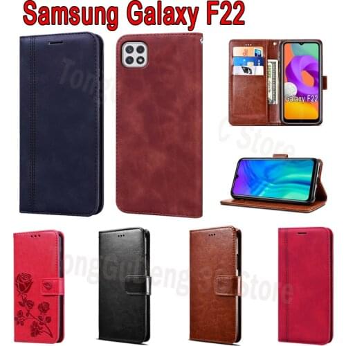 Magnetic Card Fashion Phone Book For Samsung F22 Case Funda Flip Wallet Leather Shell Cover For Samsung Galaxy F22 Case Etui Bag