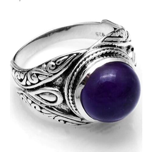 Genuine Amethyst Ring 925 Sterling Silver, USA Size : 9, AR4108