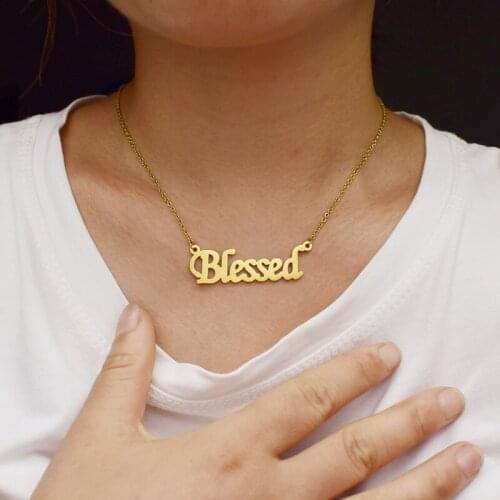 Europe and the United States popular, the letter Blessed necklace simple creative letter pendant gift friends