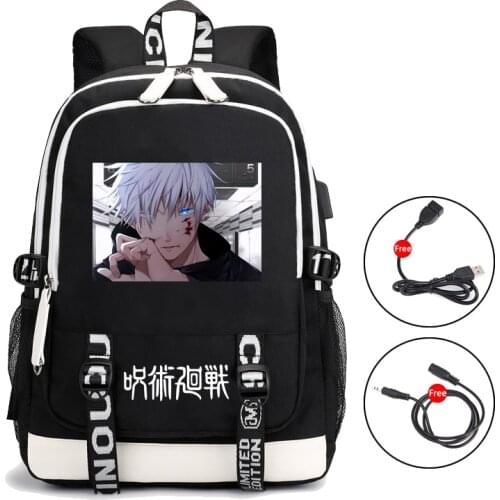 Jujutsu Kaisen practical Women Men Teenager School Bag casual backpack Women USB Travel backpack
