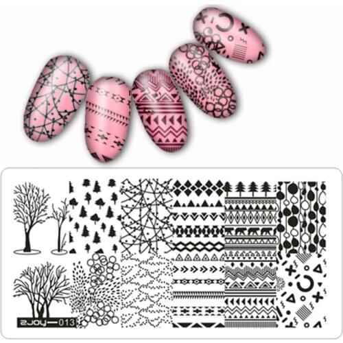 12.5*6.5cm Rectangle Nail Stamping Plates Tree Image 3D DIY Pattern Plate DIY Nail Stamping Template