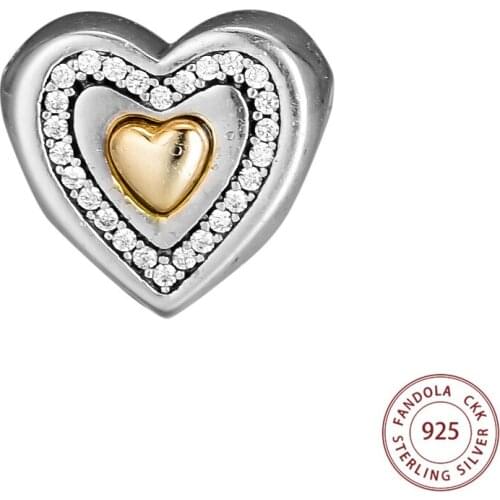 CKK Always In My Heart Charms 925 Sterling Silver Beads for Jewelry Making Fits Pandora Bracelet bijoux femme