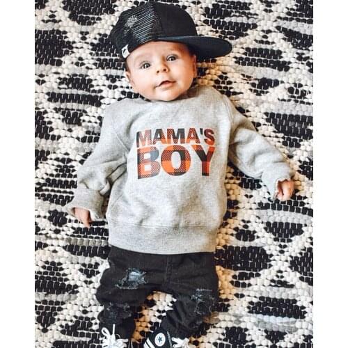 Cathery Baby Boys Clothes Autumn Winter Sweatshirt T-Shirts Infant Boys Letter Printed Sweater Casual Clothes Outdoor Outfits