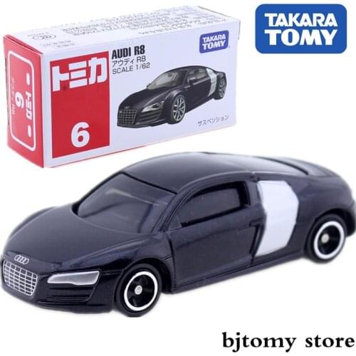 TAKARA TOMY TOMICA No.6 AUDI R8 Model Kit 1:62 Sport Car Diecast Miniature Roadster Mould Funny Baby Toys