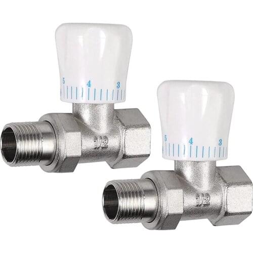 Thermostatic Radiator Valve 2Pcs 15mm x 1/2Inch Thermostatic Straight TRV Thermostatic Radiator Valve for Home Office